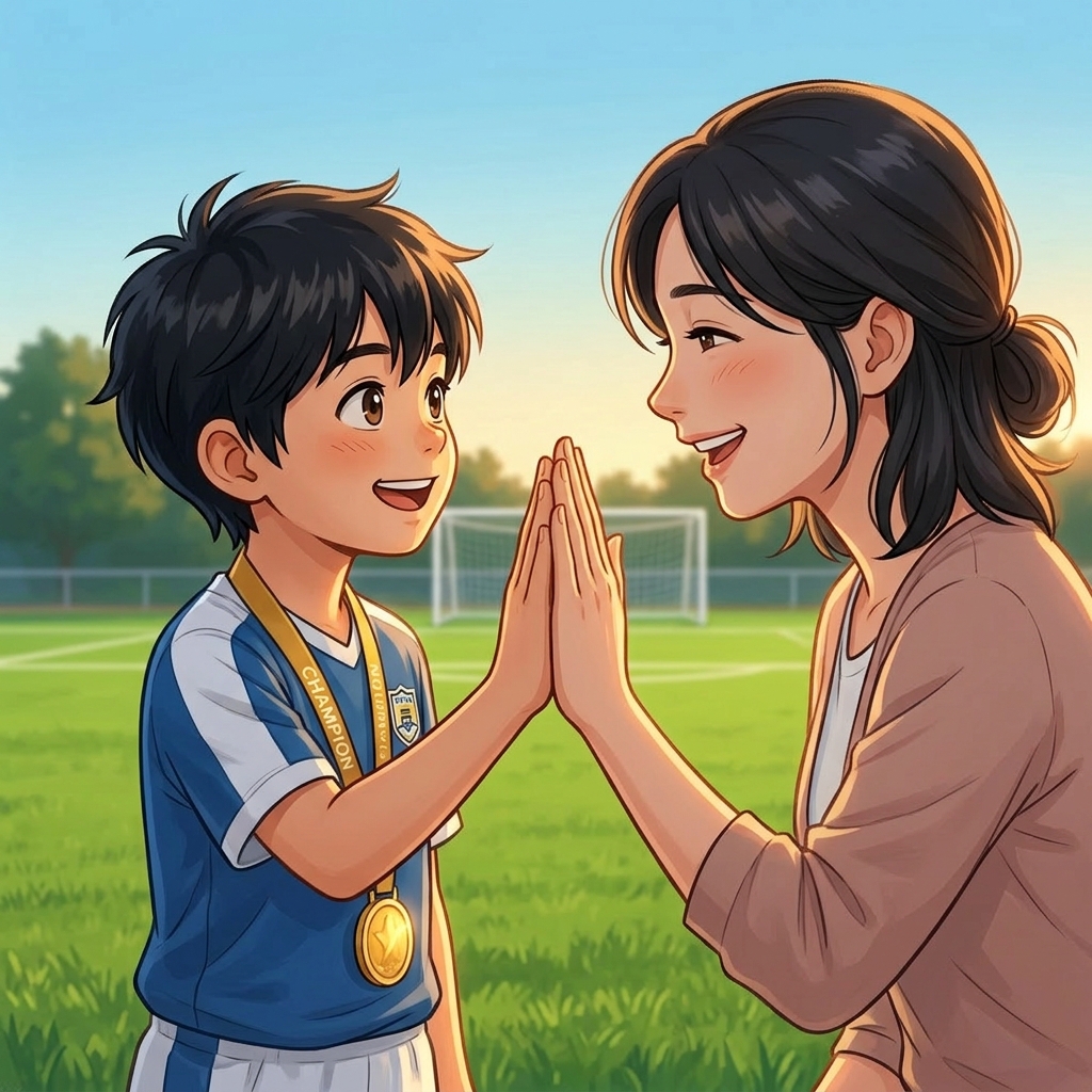 サービスを利用した保護者と子どもの笑顔